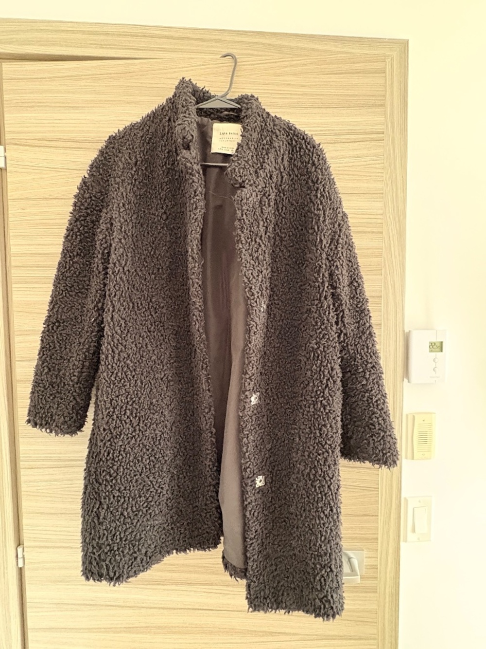 Zara black teddy coat size s